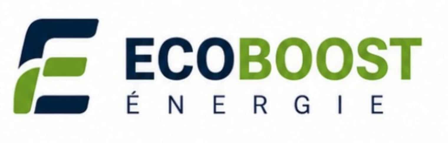 Logo d'Ecoboost Énergie avec symbole vert et bleu.